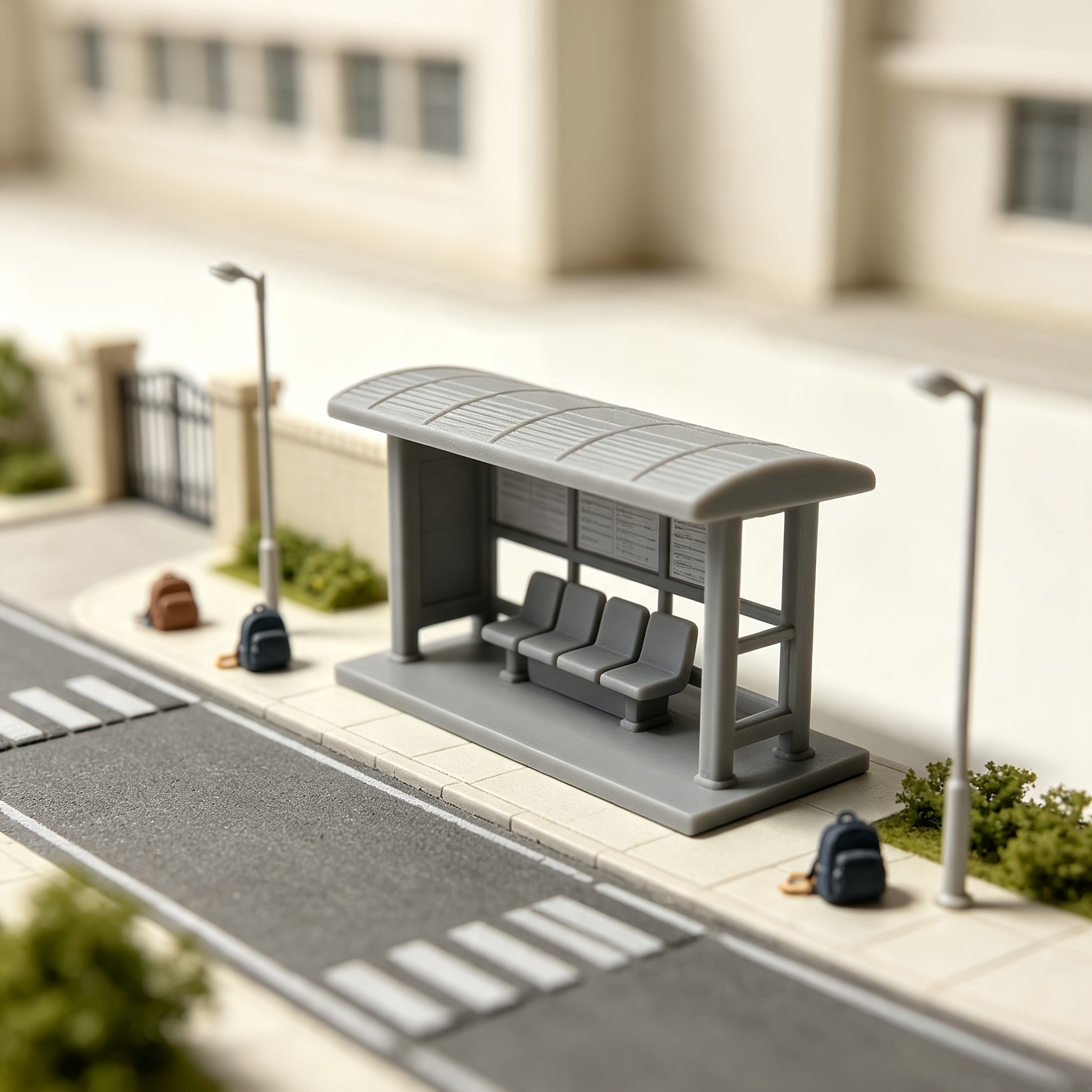 Mini Bus Stop Shelter Miniature Model with Seating